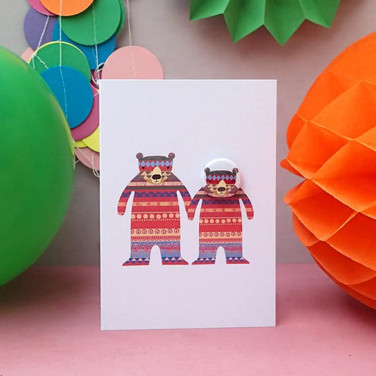 The Black Rabbit Cards Trifle Bears - Greeting Card with Badge - C37