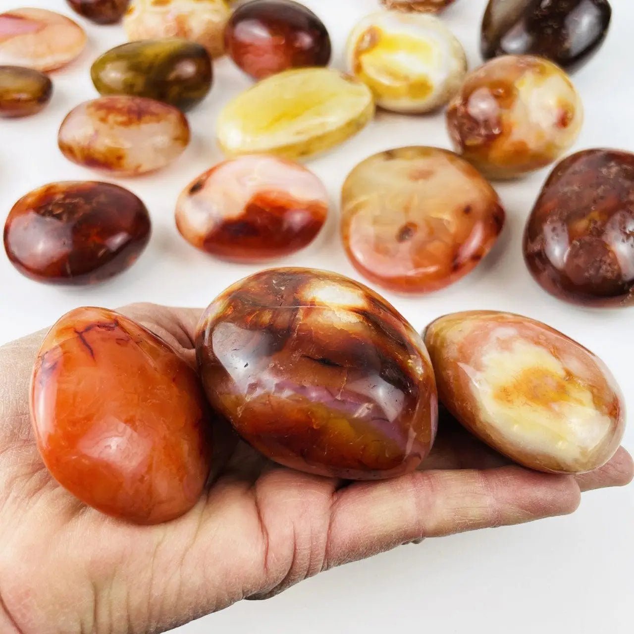 Carnelian Palm Stones - Stone of Warmth and Energy - PS943 - The Hare and the Moon