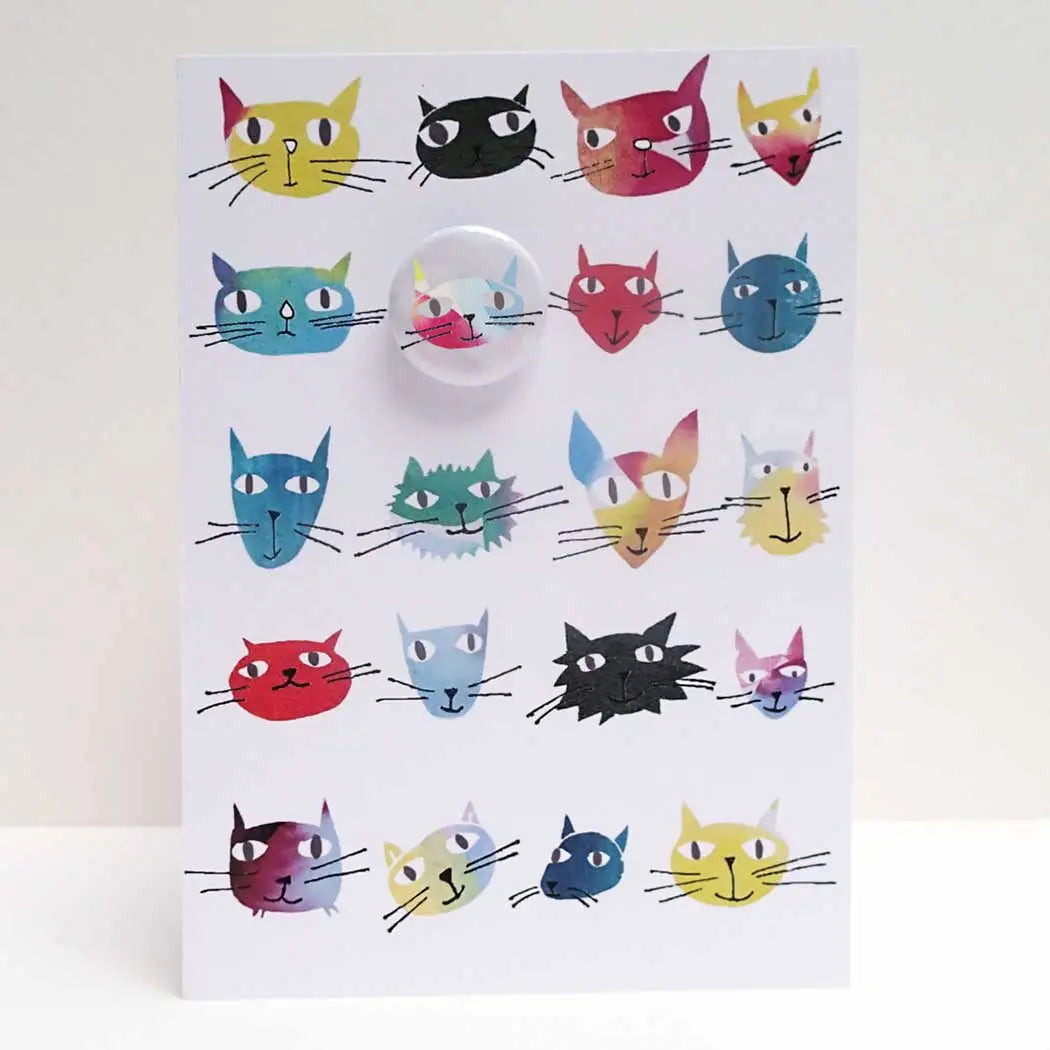 Cats Pick N Mix Greeting Card with Badge - C70