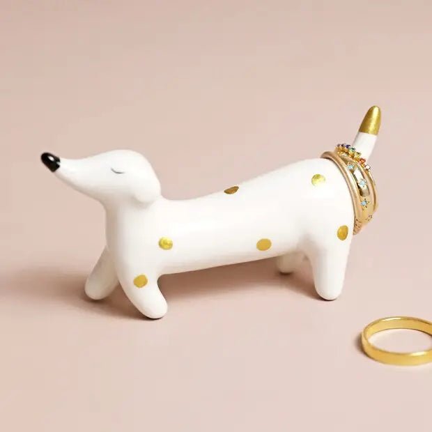 Ceramic Sausage Dog Ring Holder - The Hare and the Moon