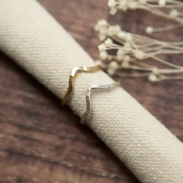 Handmade Chevron Stacking Ring - Sterling Silver - Old Farm House Jewellery
