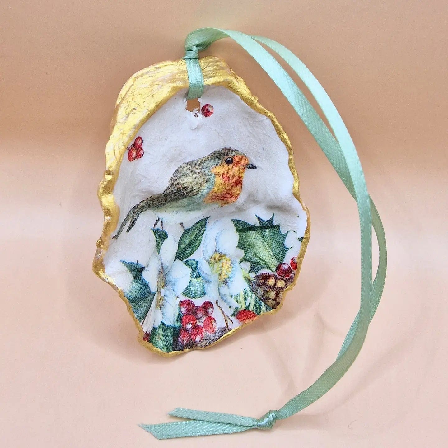 Bee Oyster Christmas Decorations Christmas Ornament Robin Redbreast Oyster Shell Decoration  - OS6 / OS8