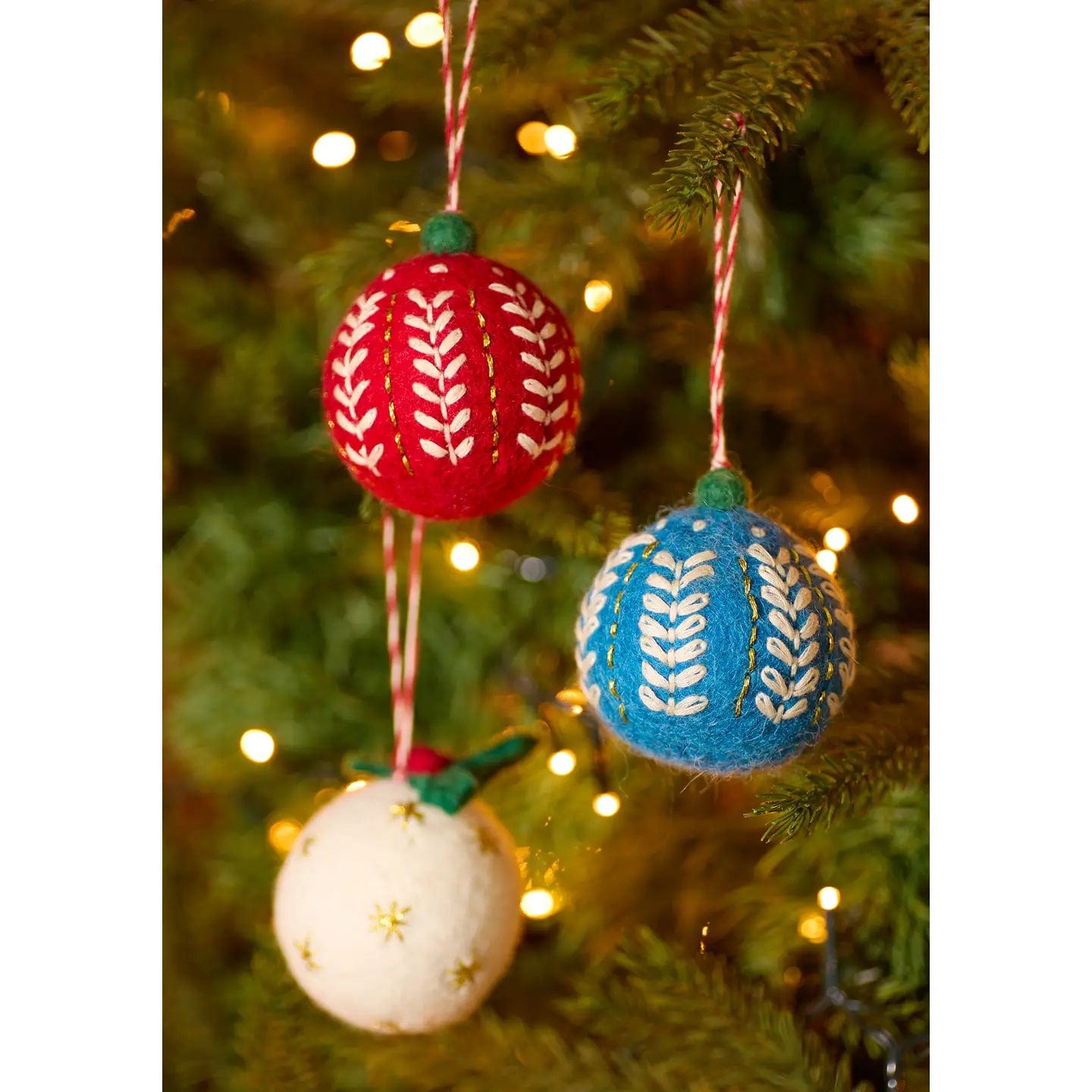 Felt So Good Christmas Decorations Embroidered Felt Christmas Baubles - XM125