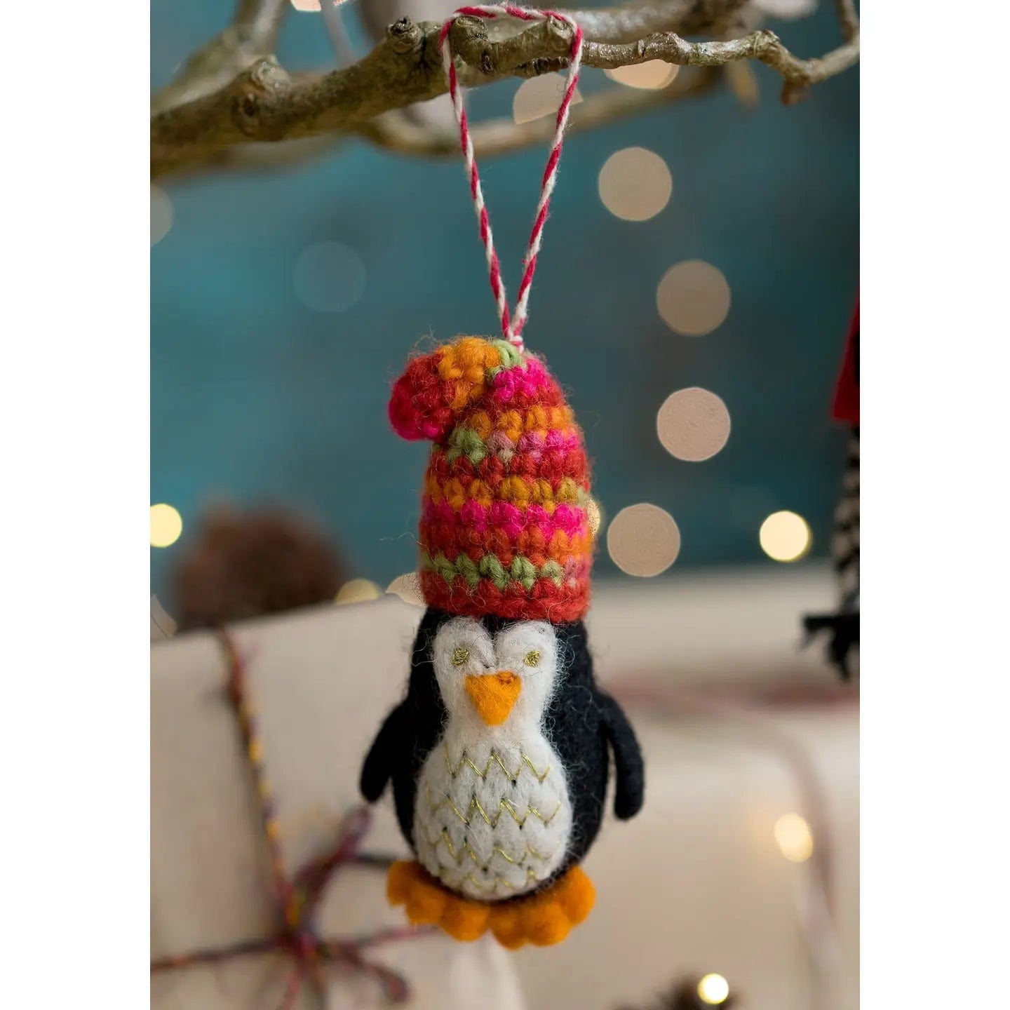 Felt So Good Christmas Decorations Felt Penguin in Woolly Hat - XM419