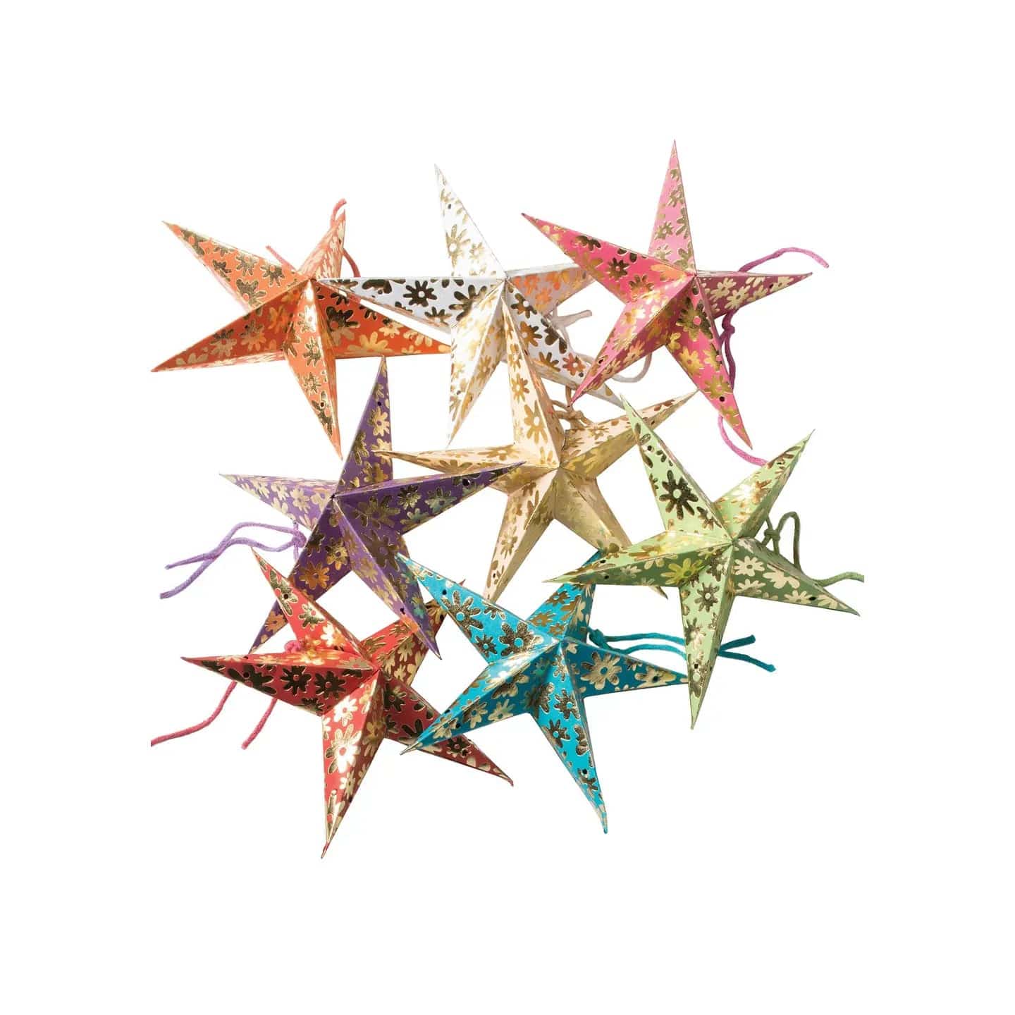 Felt So Good Christmas Decorations Mini Flower Printed Star Decorations - STAR210