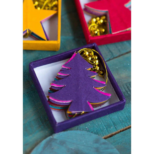 Felt So Good Christmas Decorations Multi Colour Tree Garland with Gold Thread - XM348