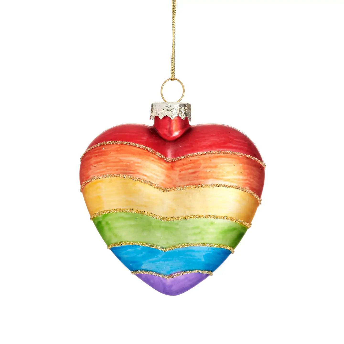 Sasse & Belle Christmas Decorations Rainbow Heart Shaped Bauble - VERXM233