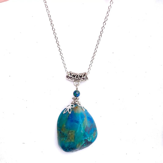 Chrysocolla Pendant, Feminine Empowerment Necklace - GHC6