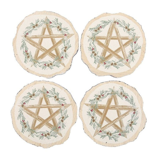 Jones Home & Gift Coasters WINTER SOLSTICE WOOD SLICE COASTER - 5056131142107