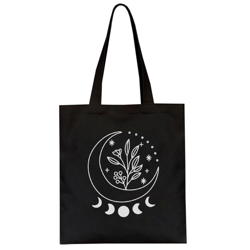 Crescent Moon Phases Print Zipper Tote Bag - The Hare and the Moon