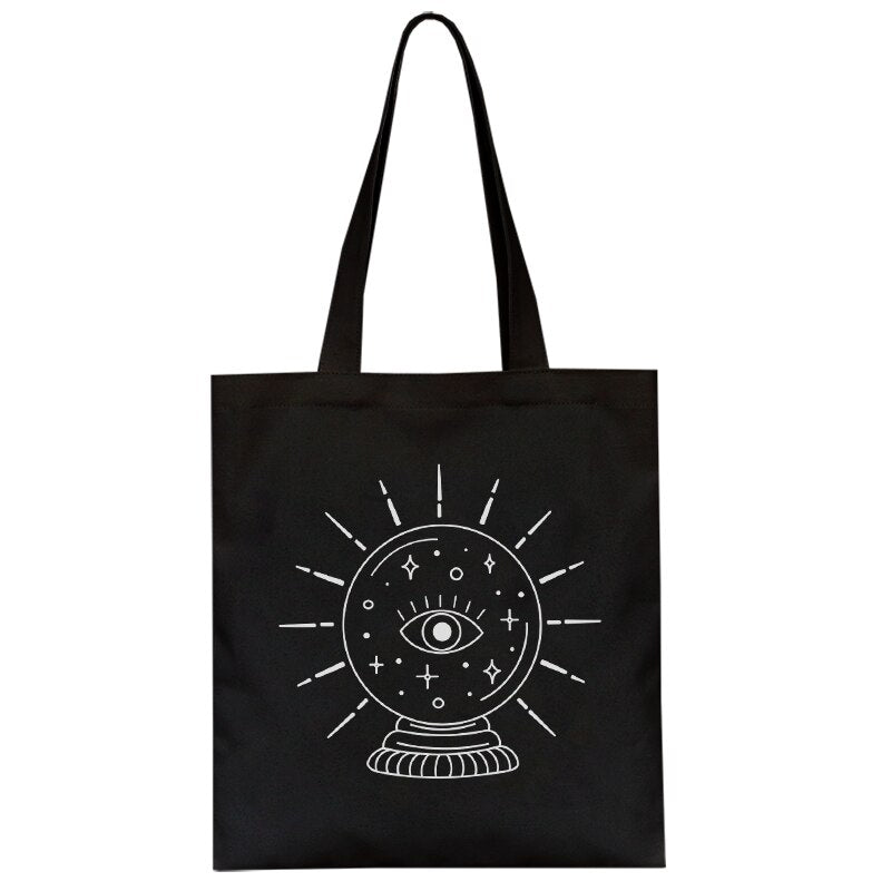 Crystal Ball Print Zipper Tote Bag - The Hare and the Moon