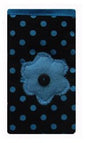 Dark Blue Polka Dot Print (with flower) Mobile Phone Sock Pouch - The Hare and the Moon
