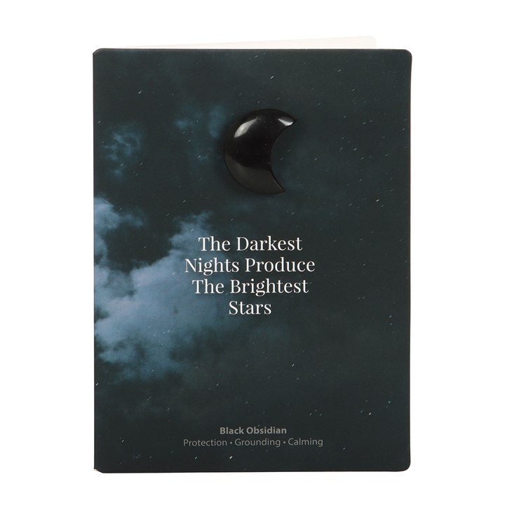 DARKEST NIGHTS BLACK OBSIDIAN CRYSTAL MOON GREETING CARD - The Hare and the Moon