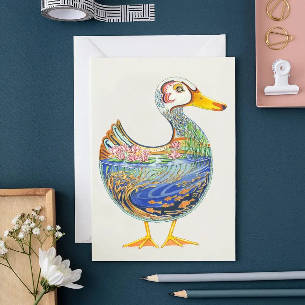 DM Cards Duck in a Pond Greeting Card - A145