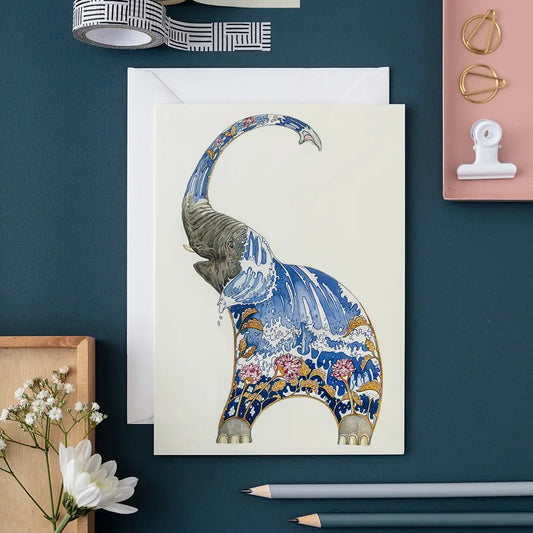 DM Cards Elephant Squirting Water Greeting Card - A031