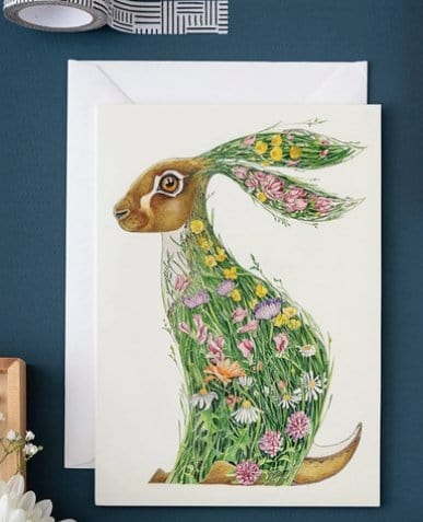 DM Cards Hare in a Meadow Greeting Card -  A080