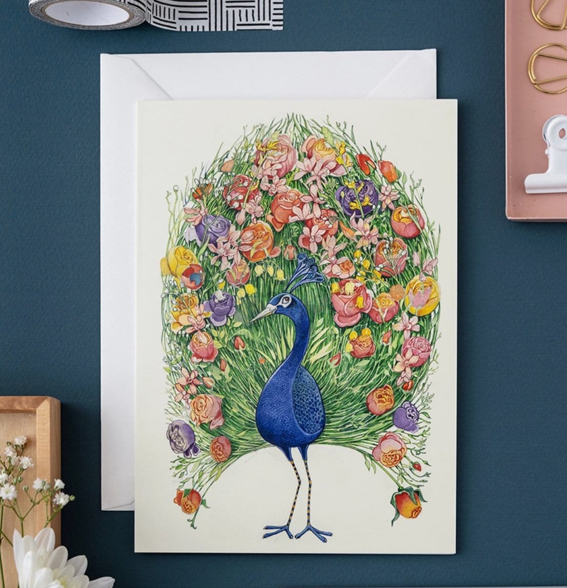 DM Cards Peacock Greeting Card - A128