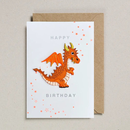 'happy Birthday' Dragon Iron On Patch Birthday Card - GC-PAT-0061