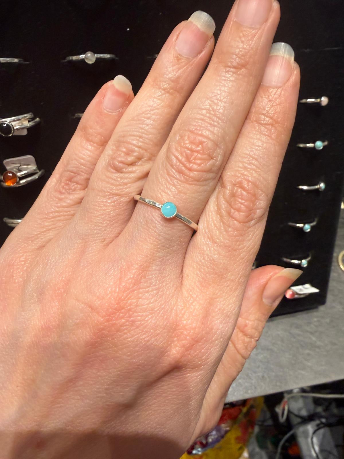 Handmade Sterling Silver Stone Ring - Old Farm House Jewellery - Turquoise