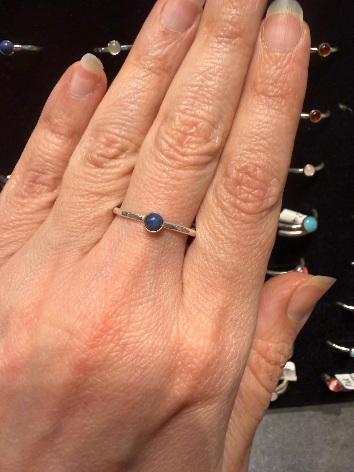 Handmade Sterling Silver Stone Ring - Old Farm House Jewellery - Lapis Lazuli