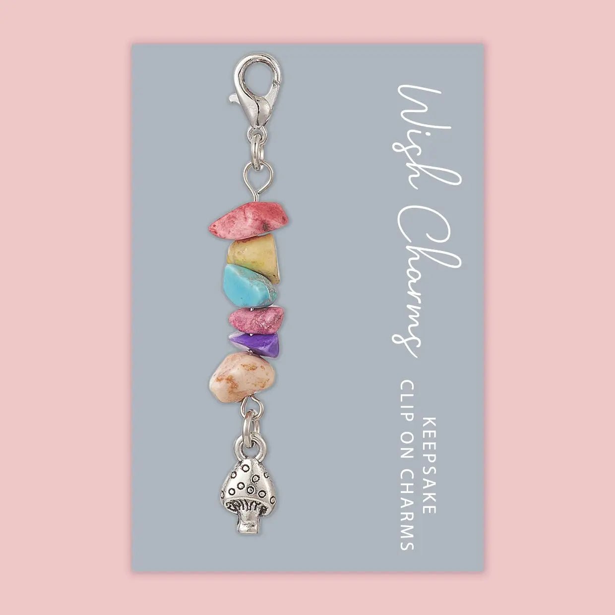 Fairy Toadstool - Wish Charms - Keepsake Clip On Charm with Gemstones - WCC013 - The Hare and the Moon