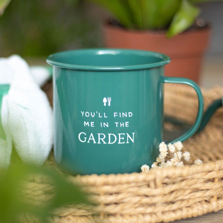 FIND ME IN THE GARDEN ENAMEL MUG - The Hare and the Moon