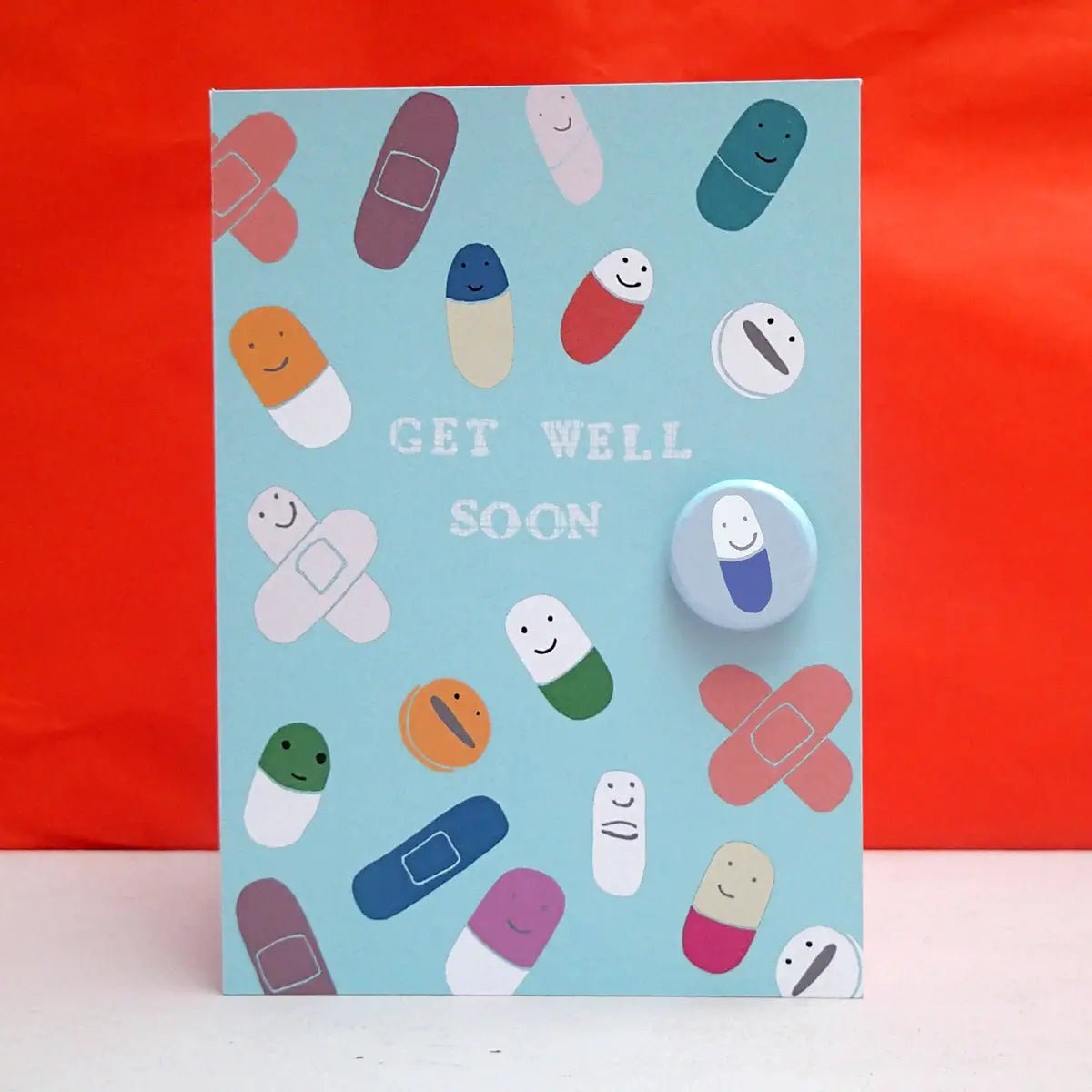 Get Well Medicines - Greeting Card with Badge - C78 - The Hare and the Moon