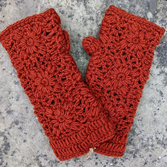 Cool Trade Winds gloves Cinnamon - Crocheted Wrist Warmers / Fingerless Mitt - CTW7