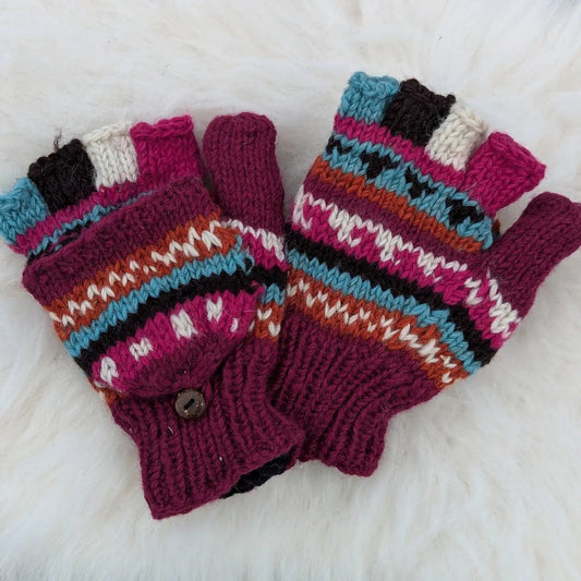 Cool Trade Winds gloves Fair Isle Raspberry Foldover Mitten / Gloves - CTW6