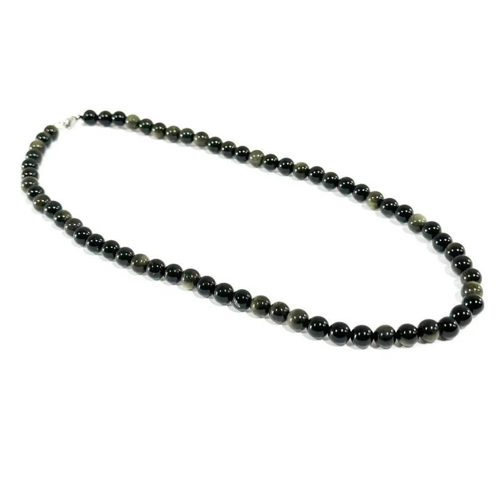 Gold Sheen Obsidian Authentic Crystal Stone Beaded Necklace - CSCS1548 - The Hare and the Moon