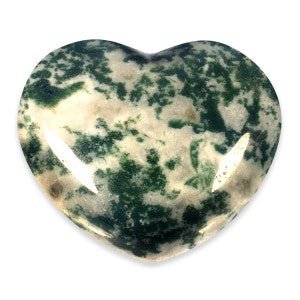 Green Moss Agate Heart Stone - The Stone of Life - HT1 - The Hare and the Moon