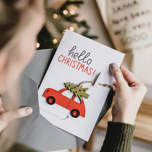 Jodie Gaul & Co Greeting & Note Cards Christmas A5 Greeting Card with Removable Car Decoration - Red - JG-XMSCCD-RD