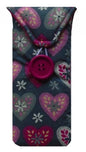 Grey and Pink Hearts Print Glasses Case - The Hare and the Moon