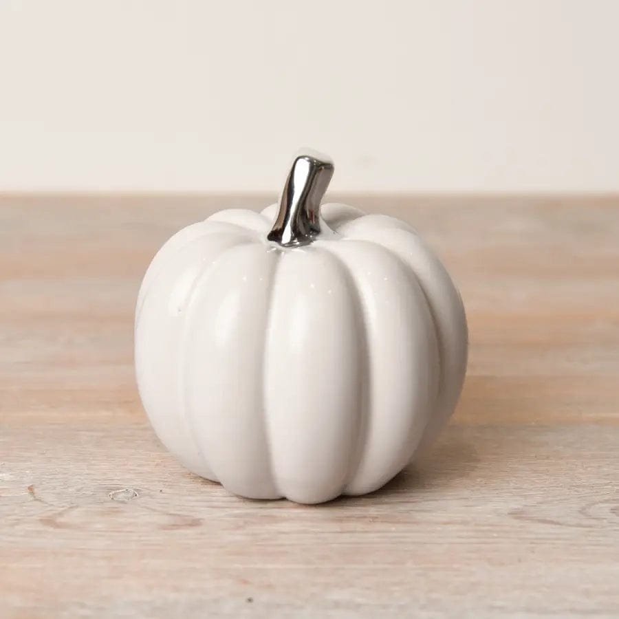 Gainsborough Giftware halloween White Pumpkin with Silver Stalk