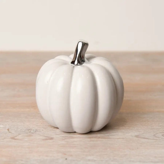 Gainsborough Giftware halloween White Pumpkin with Silver Stalk