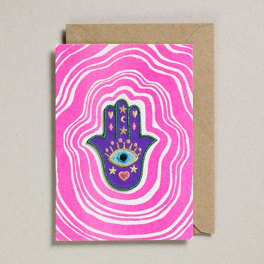 Lucky Hamsa Hand Iron On Patch Greeting Card - GC-PAT-0029