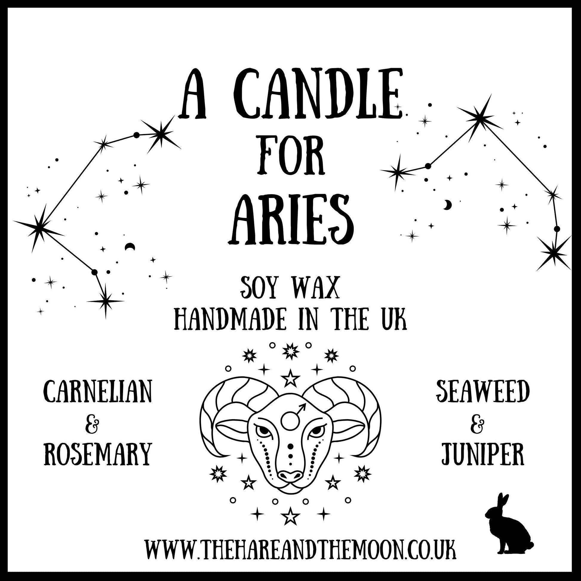 Handmade Aries Zodiac Crystal Chip Candle - The Hare and the Moon
