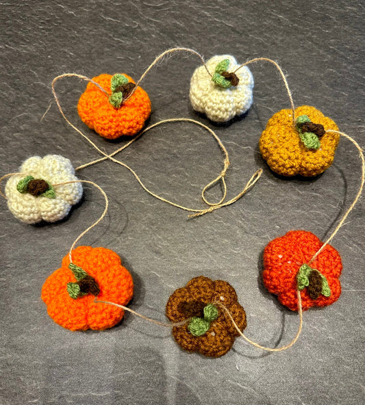 The Hare and the Moon Handmade Crochet mini pumpkin garland - PG1
