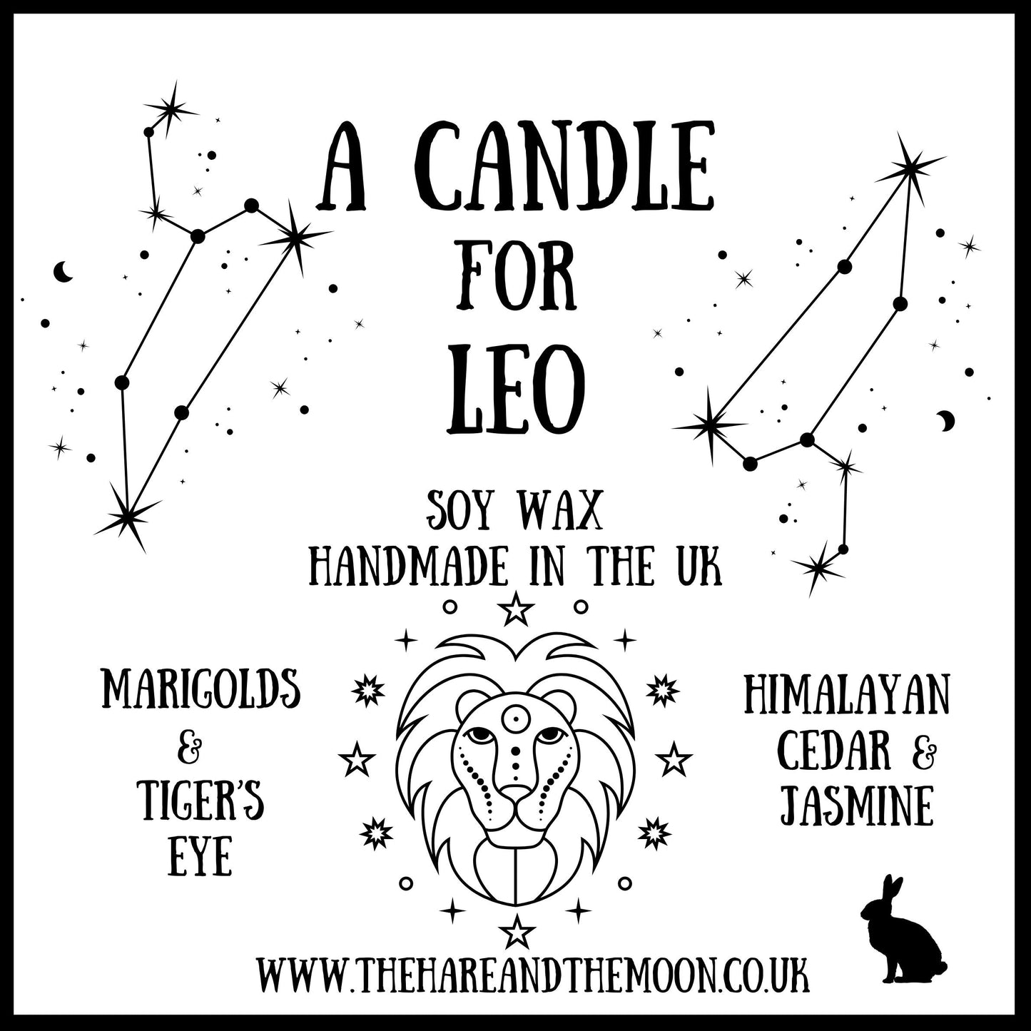 Handmade Leo Zodiac Crystal Chip Candle - The Hare and the Moon