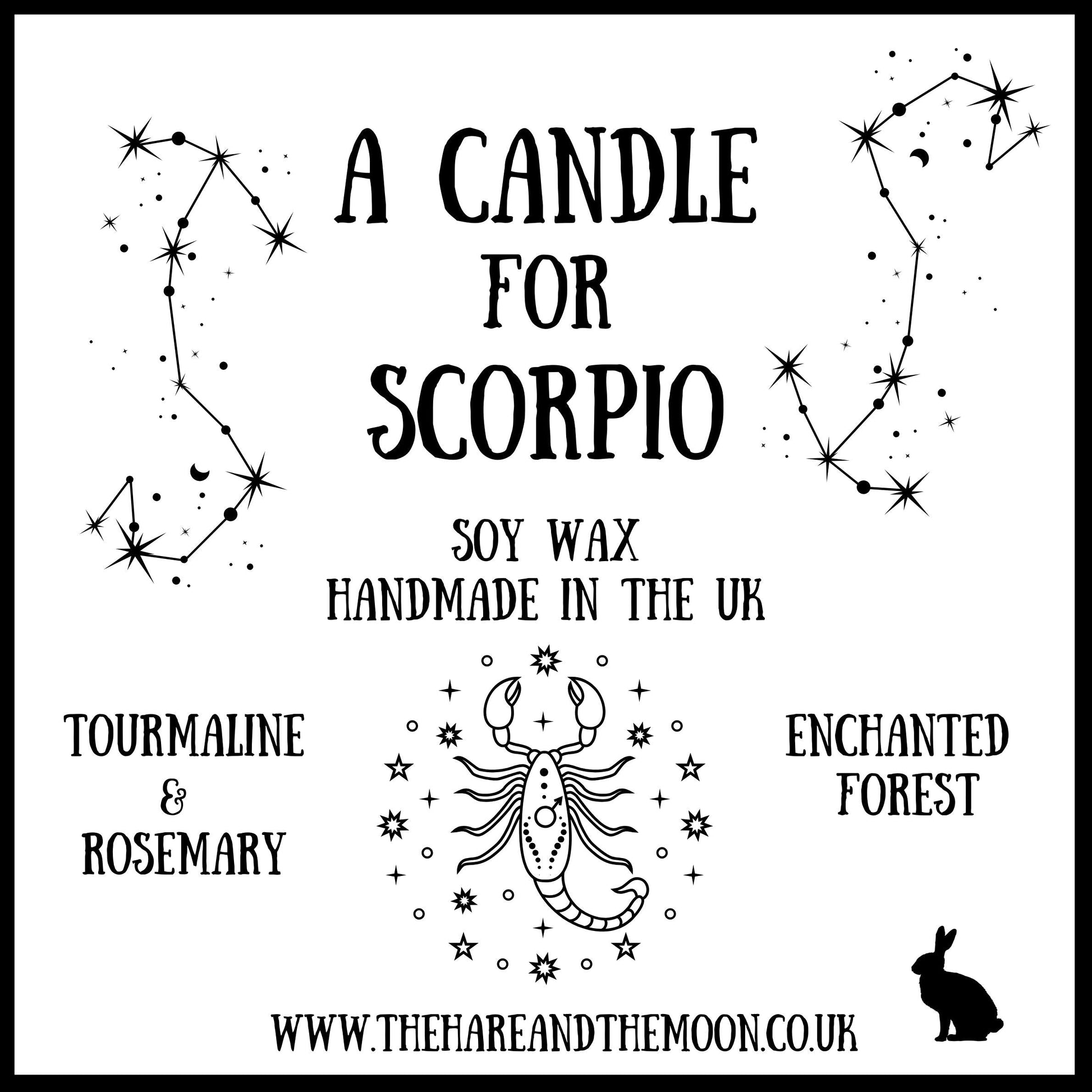 Handmade Scorpio Zodiac Crystal Chip Candle - The Hare and the Moon