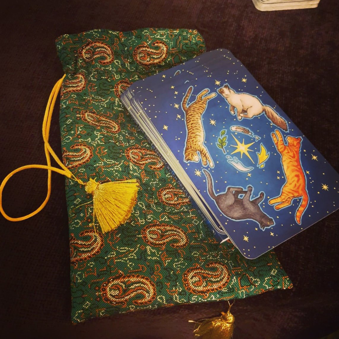 Handmade tarot Bag , tarot pouch, keepsake bag - GEL601 - The Hare and the Moon