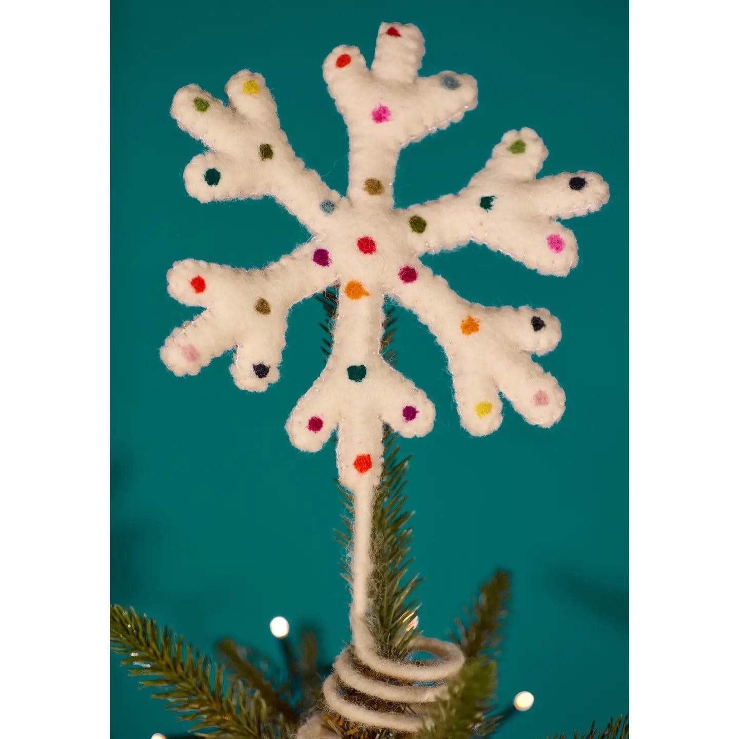 Jones Home & Gift Hanging Decorations Dotty Rainbow Snowflake Tree Topper - XM80