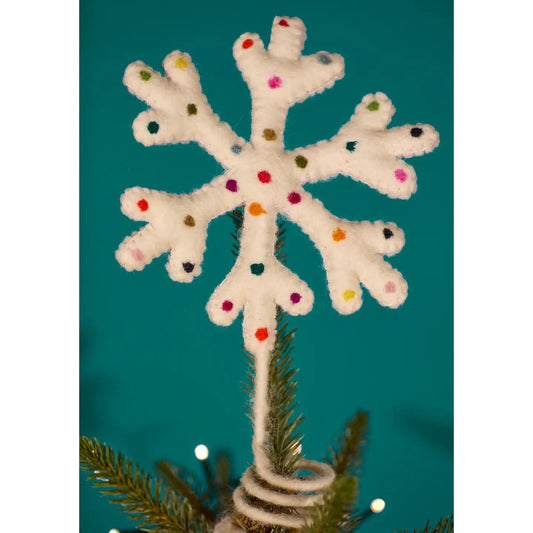 Jones Home & Gift Hanging Decorations Dotty Rainbow Snowflake Tree Topper - XM80