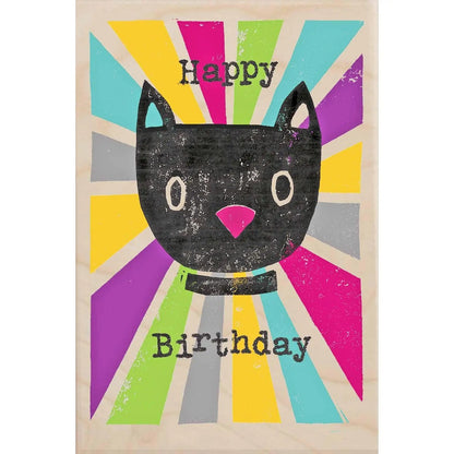 HAPPY BIRTHDAY CAT wooden postcard (Greeting Card) - WP10 - The Hare and the Moon