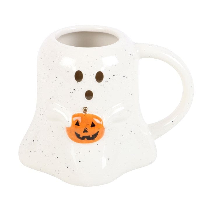 Jones Home & Gift Mugs GHOST SHAPED MUG WITH PUMPKIN