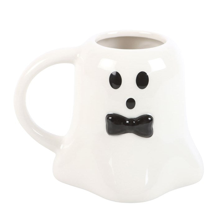 Jones Home & Gift Mugs MR BOO GHOST SHAPED MUG WITH BOW TIE