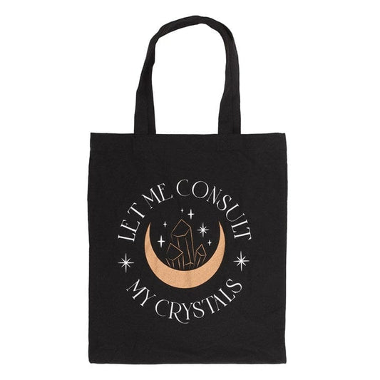 Jones Home & Gift Shopping Bags LET ME CONSULT MY CRYSTALS COTTON TOTE BAG