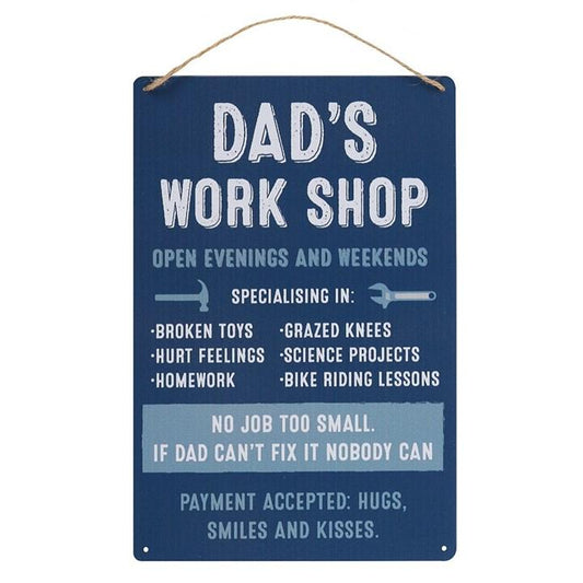 Jones Home & Gift Signs and Memoboards DAD'S WORKSHOP HANGING METAL SIGN