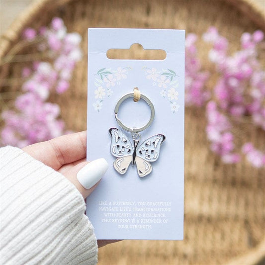 Jones Home & Gift Keyrings Silver Butterfly Keyring
