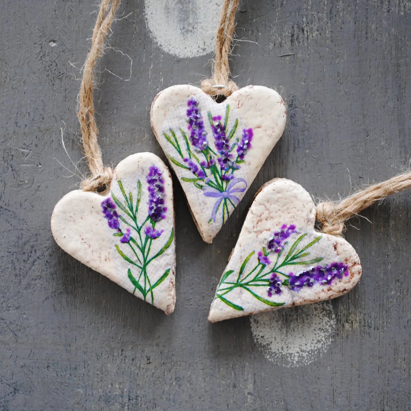 Lavender Heart Ornaments - HH9 - The Hare and the Moon